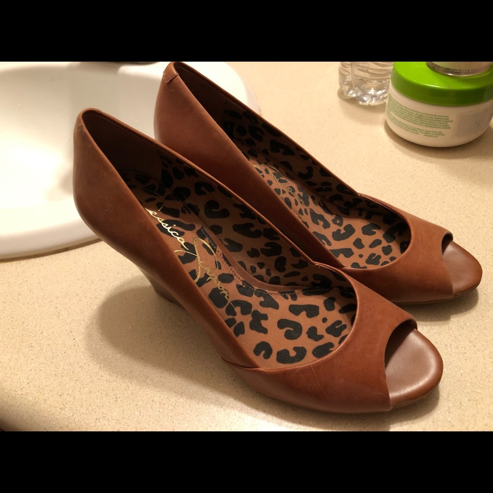 Jessica Simpson wedges peep toe sandals sz 5.5